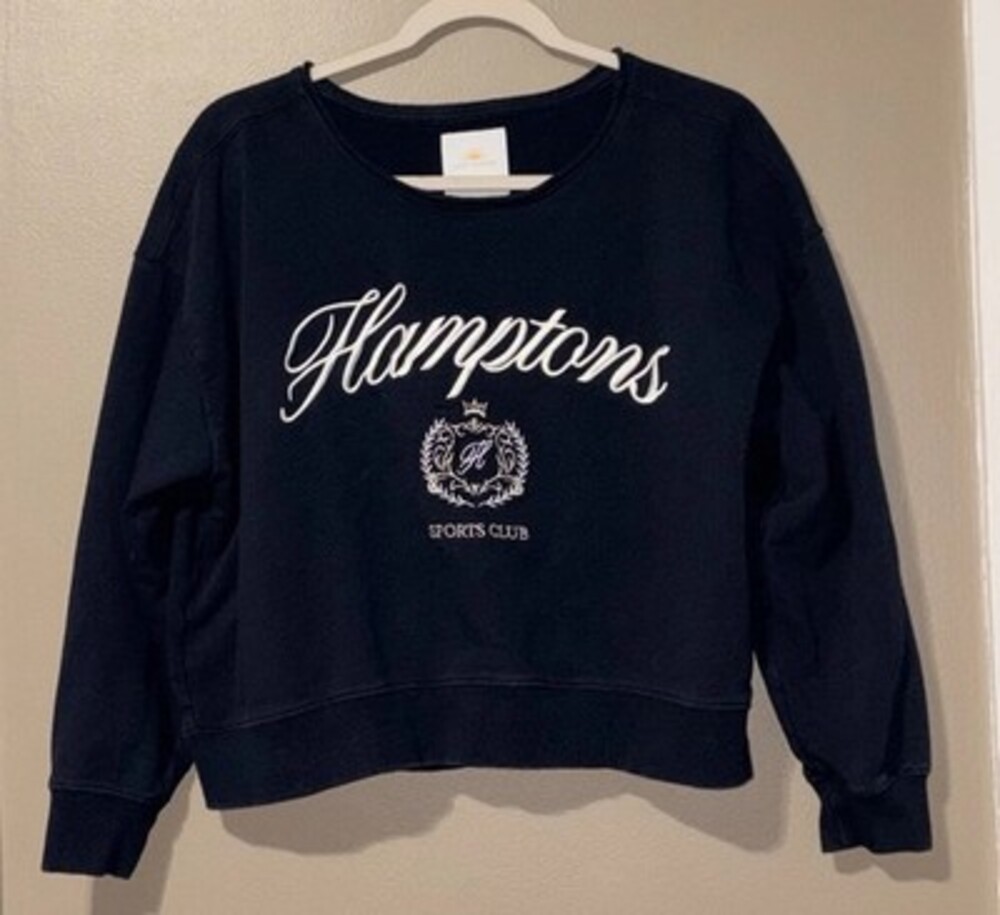 Lazy Sundays Navy Blue Hamptons Crop Sweatshirt Size S